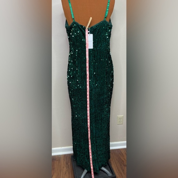 NWT Glamaker Green Sequin Formal Dress With Front Slit Size 1XL - Picture 6 of 13